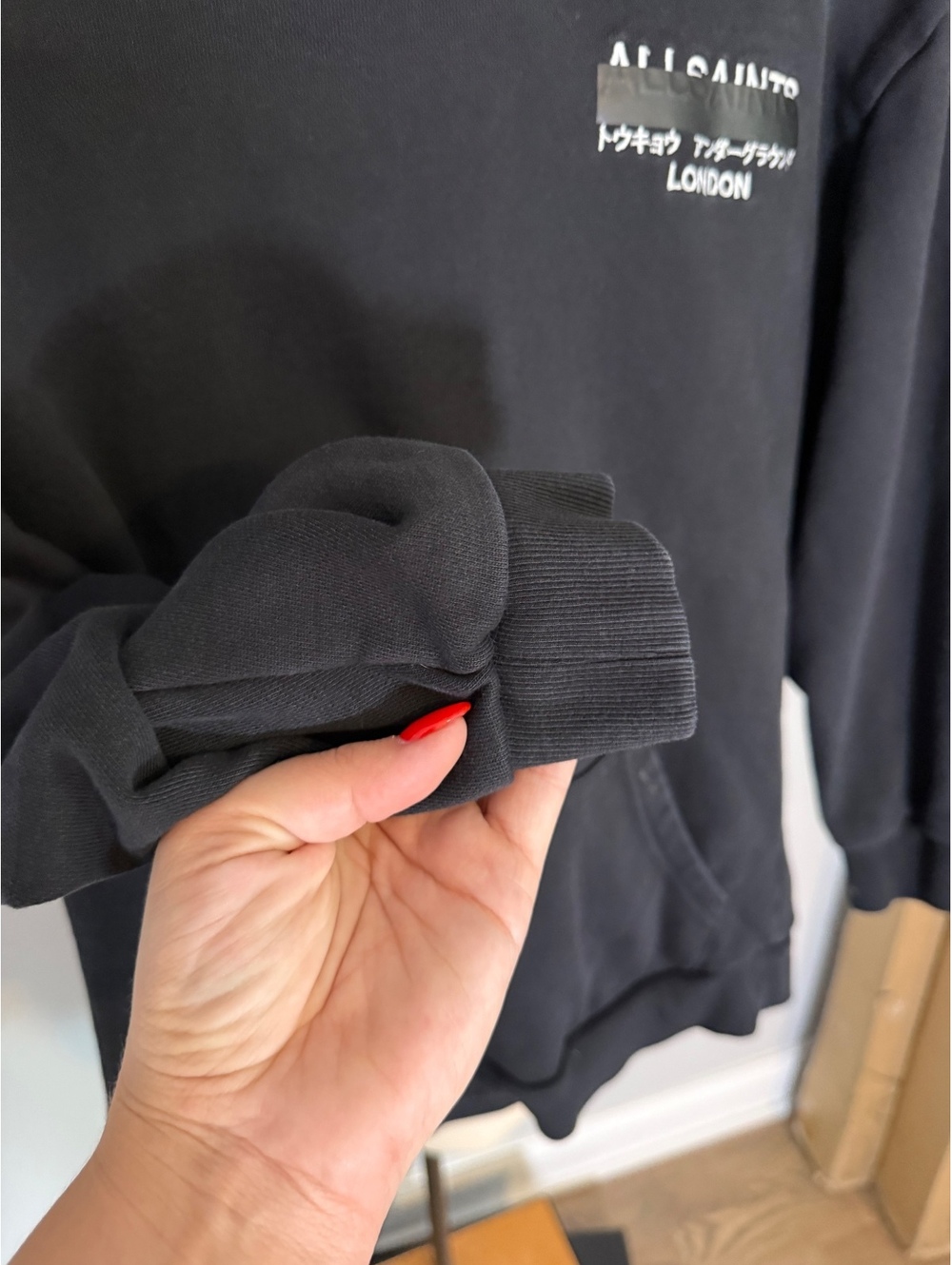 All Saints Boys' Black Hoodie Sweatshirt with Graphic Print - Picture 9 of 11